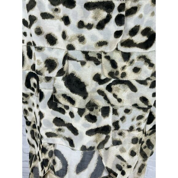 CHAUS animal leopard ruffles brown beige sleeveless top blouse XL NWT - Picture 8 of 9